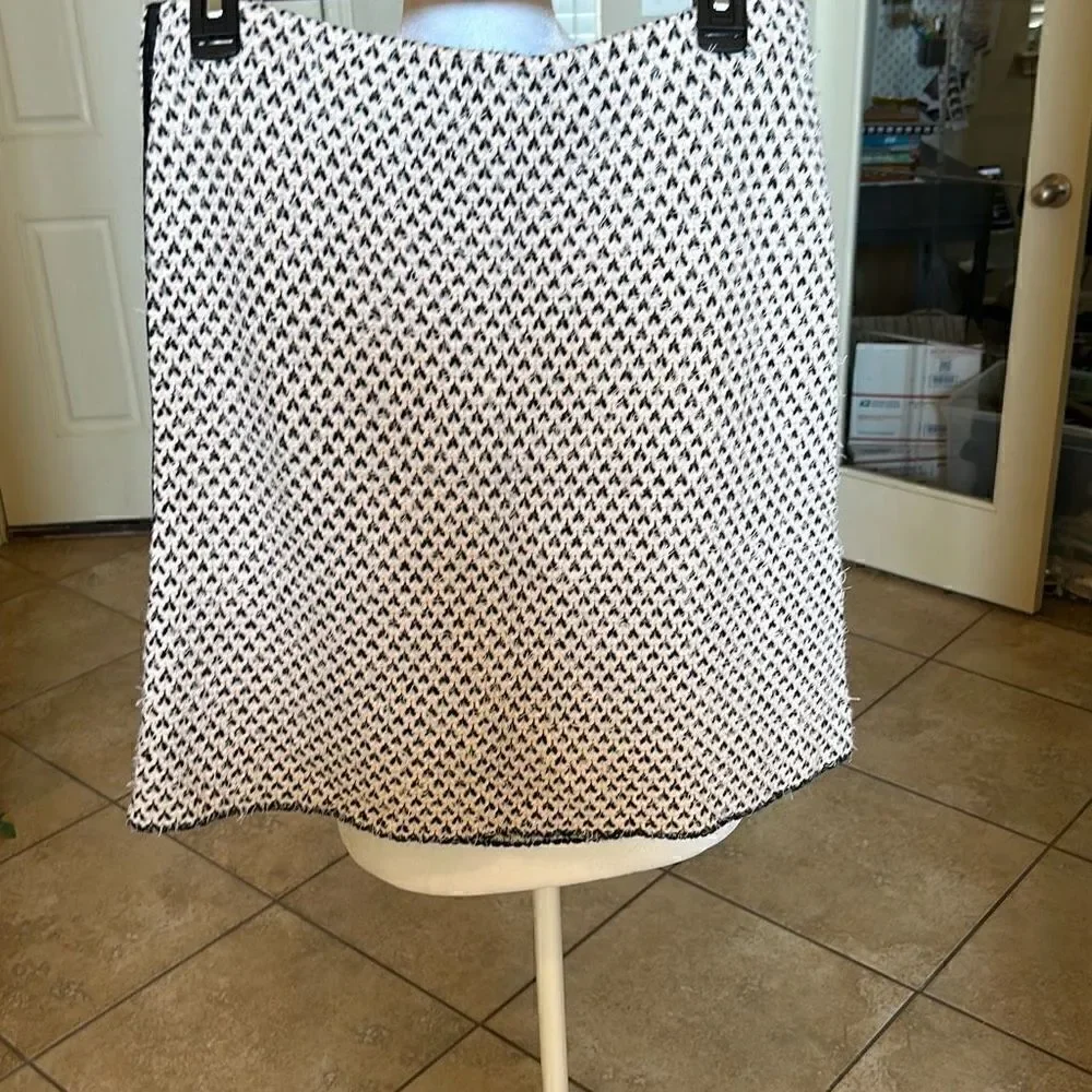 Marc Cain Womens Size 12 Black White Cotton Wool Alpaca Blend Mini Skirt NWT